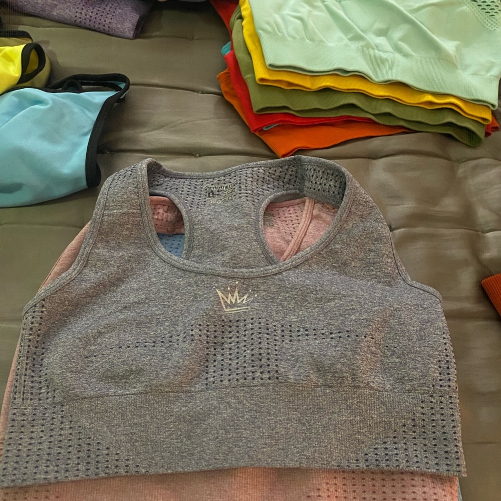 Sports bras all matching pants and shorts